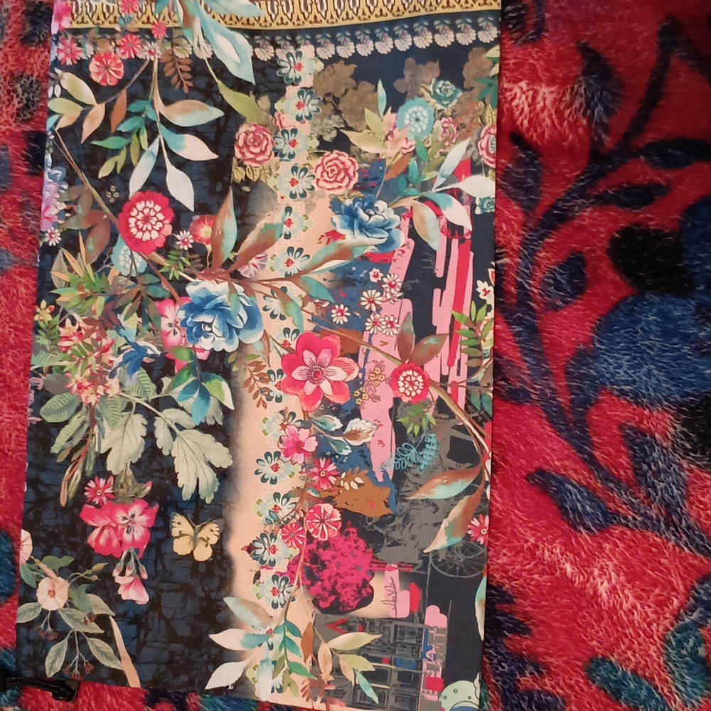 Johnny Was Dreamer Print Nylon Zipper Makeup Pouch - Picture 3 of 3